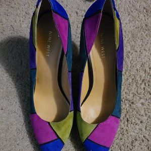 Nine West color block pumps